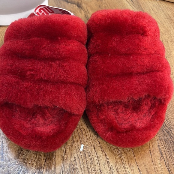 UGG Fluff Yeah Slide Ribbon Red Women’s sheepskin lining - Picture 3 of 3